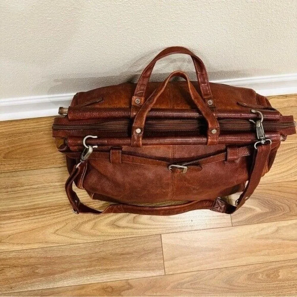 Vintage Cognac Large Wilson's Leather Pelle Studio DuffleOvernight Bag - Picture 4 of 11